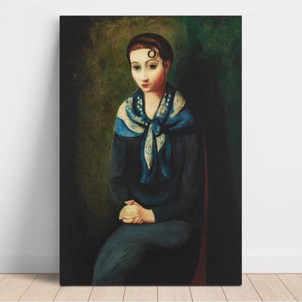 Femme à l'écharpe bleue - Moïse Kisling | Reproduction Tableau Décoration murale affiche copie