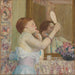 Vrouw met een spiegel - Frederick Carl Frieseke — weergave van het kunstwerk