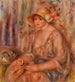 Vrouw in zijden jurk - Pierre-Auguste Renoir — weergave van het kunstwerk