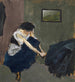 Vrouw die haar schoenen uittrekt - Ernst Schiess — weergave van het kunstwerk