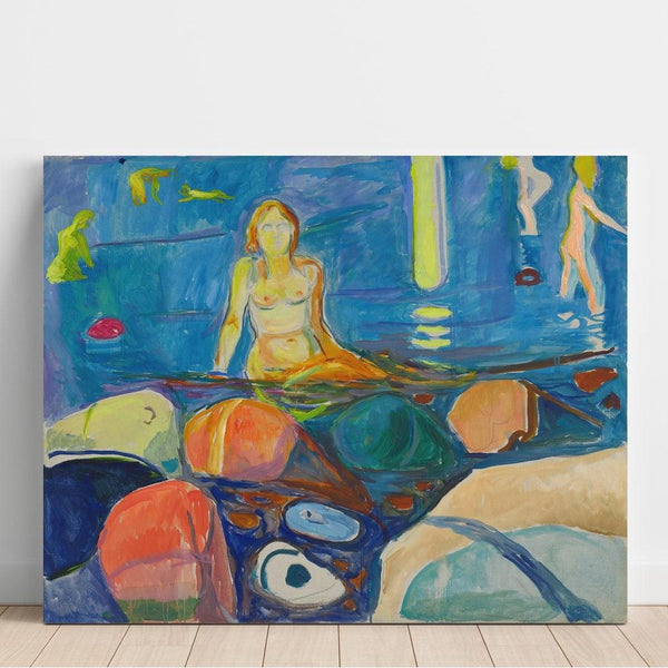 Femme se baignant et enfants - Edvard Munch | Reproduction Tableau Décoration murale affiche copie