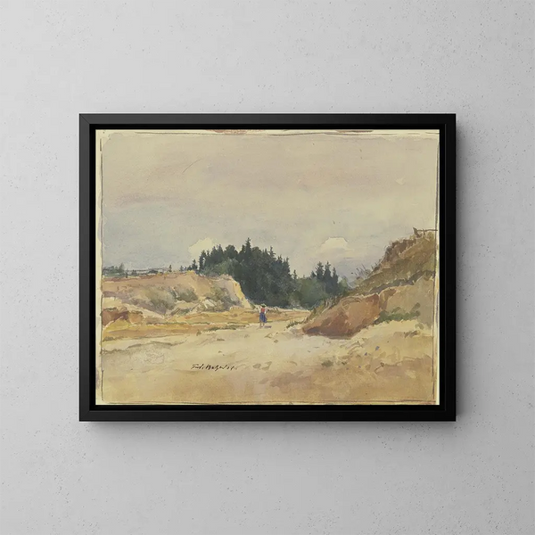Pathway with Sandy Ground on Which a Little Girl Walks - Ferdinand Balzer — framed artwork on a wall