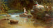 Zwemmen aan de rivierkant - Ferdinand Bellermann — weergave van het kunstwerk