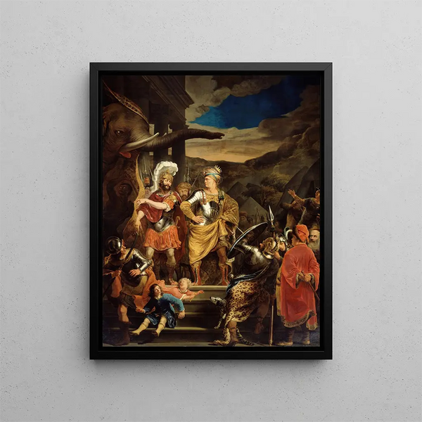 Fabritius and Pyrrhus - Ferdinand Bol — framed artwork on a wall