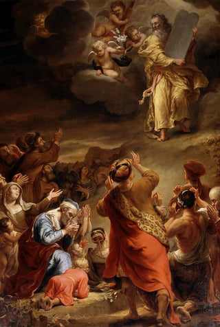Ferdinand Bol - Moses descends from Mount Sinai with the Ten Commandments.webp