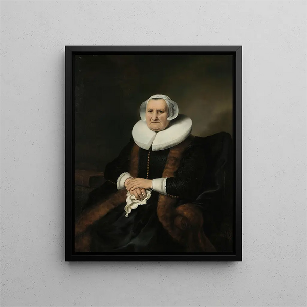Portret van een oude dame, misschien Elisabeth Bas - Ferdinand Bol — ingelijst kunstwerk aan de muur