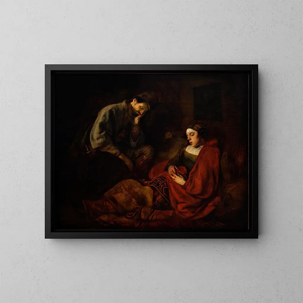 The Holy Family - Ferdinand Bol — framed artwork on a wall
