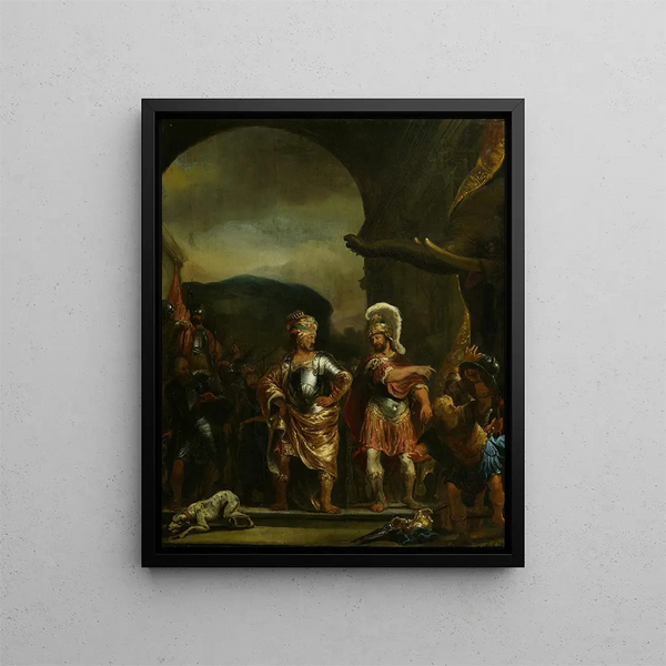 Het kalmte Fabricius in het militaire kamp van Pyrrhus - Ferdinand Bol — ingelijst kunstwerk aan de muur