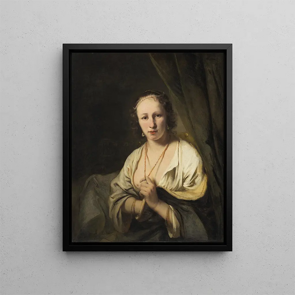 Vrouwen met parels in het haar - Ferdinand Bol — ingelijst kunstwerk aan de muur