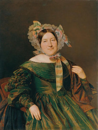 Ferdinand Georg Waldmller - Frau in grnem lachsrot changierendem Kleid.webp