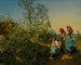 Wandelende lentewandeling richting de kerk - Ferdinand Georg Waldmüller — weergave van het kunstwerk