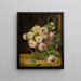Bloemenmandje met rozen bij het raam - Ferdinand Georg Waldmüller — ingelijst kunstwerk aan de muur