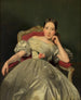 Meisje zittend in een satijnen witte jurk - Ferdinand Georg Waldmüller — weergave van het kunstwerk
