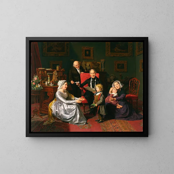 L'Adoption - Ferdinand Georg Waldmüller — ingelijst kunstwerk aan de muur