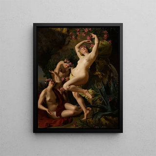 Ferdinand Georg Waldmller - Three Graces garlanded with roses.webp