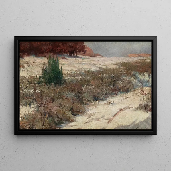 Winter landscape painting - Ferdinand Katona — framed artwork on a wall