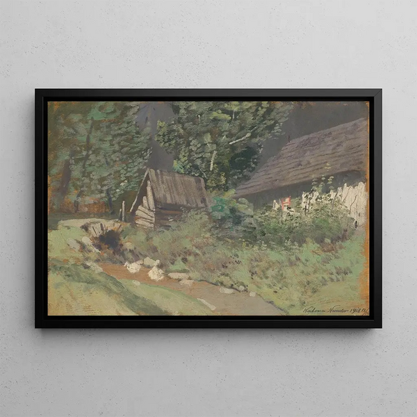 Behind the barn - Ferdinand Katona — framed artwork on a wall