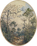 Vue vers le bas sur un animal de bât et un homme remontant le chemin - Ferdinand Keller — weergave van het kunstwerk