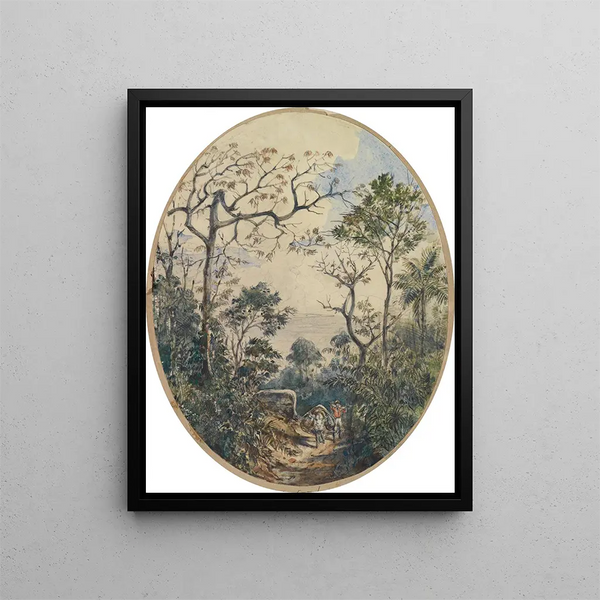 Ferdinand Keller - Blick hinab auf Lasttier und einen Mann den Weg hinaufkommend.webp