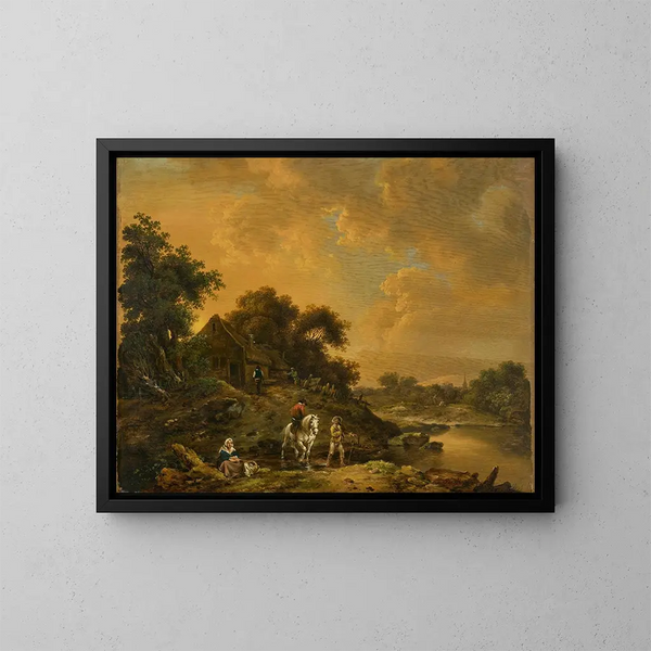 Evening Landscape - Ferdinand Kobell — framed artwork on a wall