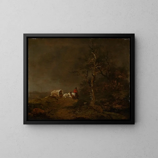 Ferdinand Kobell - Gewitterlandschaft mit Bauernwagen.webp