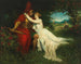 Richard Wagner's opera scène van Tannhäuser en Venus in het Venusberg schilderij - Ferdinand Leeke — weergave van het kunstwerk