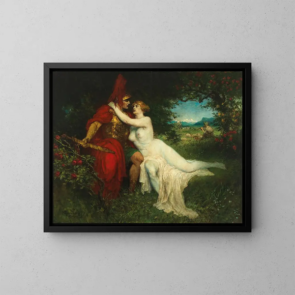 Tannhäuser and Venus Painting in the Venusberg scene from Richard Wagner's opera - Ferdinand Leeke — framed artwork on a wall