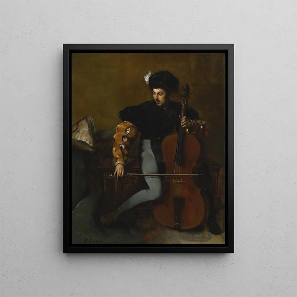 The Cellist - Ferdinand Roybet — framed artwork on a wall