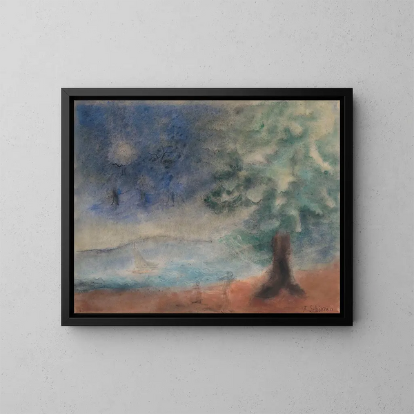 Landscape Painting - Ferdinand Schirren — framed artwork on a wall