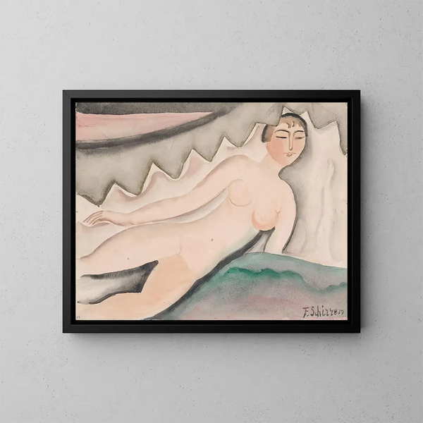 Nude reclining - Ferdinand Schirren — framed artwork on a wall
