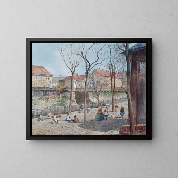 The chained bridge over the Vienne River - Ferdinand Weckbrodt — framed artwork on a wall