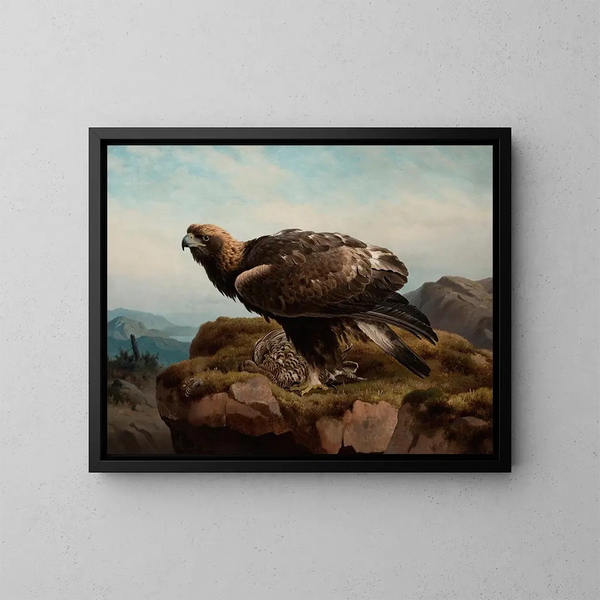 Gouden adelaar aan de rand van een klif - Ferdinand von Wright — ingelijst kunstwerk aan de muur