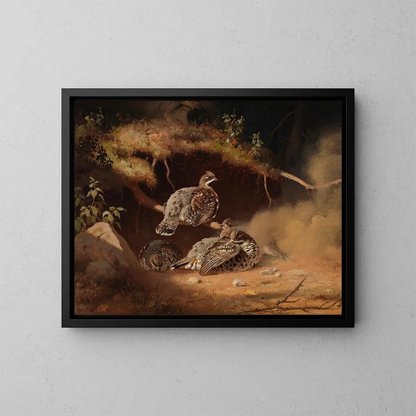 Groot-bek die zich in het zand rolt - Ferdinand von Wright — ingelijst kunstwerk aan de muur