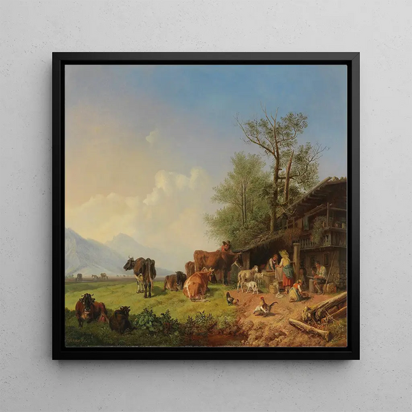 Heinrich Brkel - Bauernhof mit Brunnen.webp