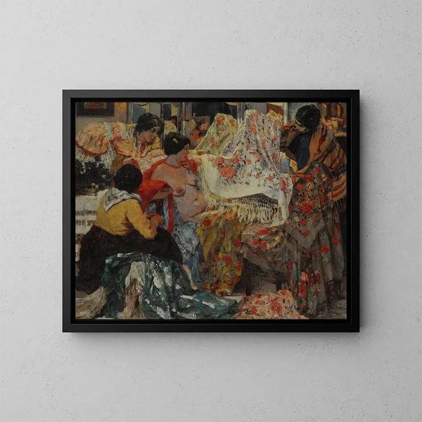 Les mantilles de Manille - Fernando Fader — framed artwork on a wall
