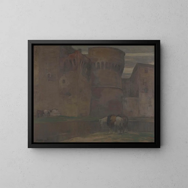 Een kasteel in Umbrië - Ferruccio Scattola — ingelijst kunstwerk aan de muur