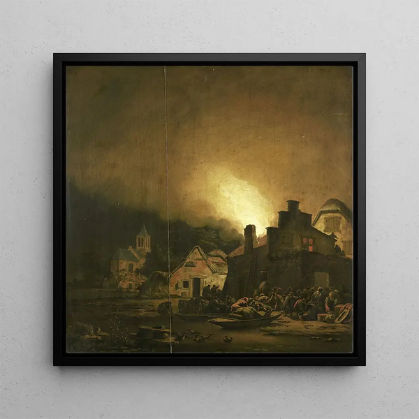 Feu de nuit dans un village - Adam Colonia