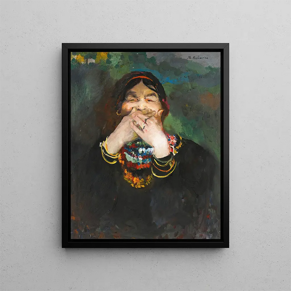 Baba Laughing - Filipp Malyavin — framed artwork on a wall