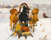 Troïka in de sneeuw - Filipp Malyavin — weergave van het kunstwerk