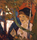 Meisje uit Bretagne met een rode paraplu - Emile Bernard — weergave van het kunstwerk