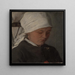 a peasant girl with a white scarf - Wilhelm Leibl — framed artwork on a wall
