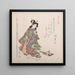 Meisje en een Hagoita, battledore en vlieger Japans - Kubo Shunman — ingelijst kunstwerk aan de muur