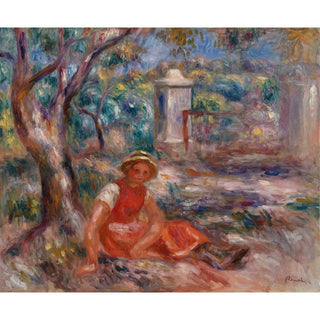 Fillette au pied d'un arbre - Pierre-Auguste Renoir | Reproduction Tableau Décoration murale affiche copie
