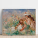 Reproductie van het schilderij van een slapende meisje op het gras en een meisje dat een boeket rangschikt - Pierre-Auguste Renoir