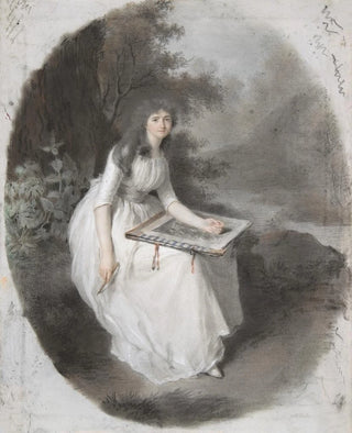 Firmin Massot - Portrait of a Seated Young Lady Drawing under a Tree late 18th19th century.webp