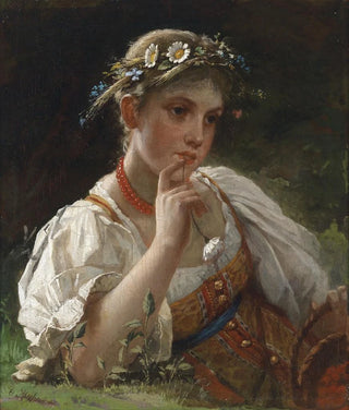 Firs Sergejevitch Zhuravlev - Mdchen in Tracht mit Blumenkranz.webp
