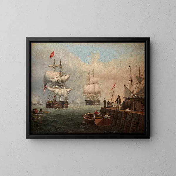 Port of Boston - Fitz Henry Lane — framed artwork on a wall
