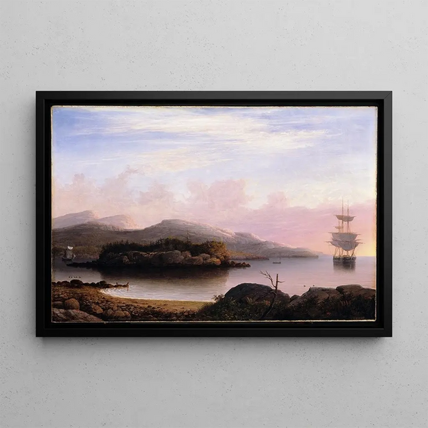 Au large de l'île Mount Desert - Fitz Henry Lane — framed artwork on a wall