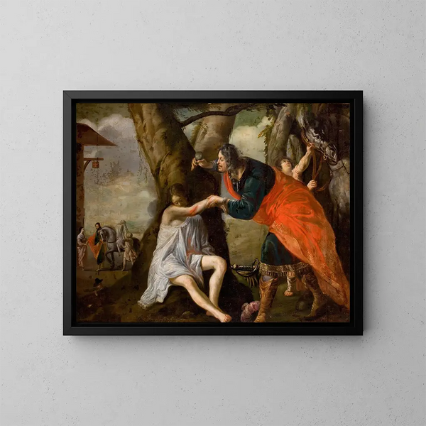 The Good Samaritan - Flemish School — framed artwork on a wall