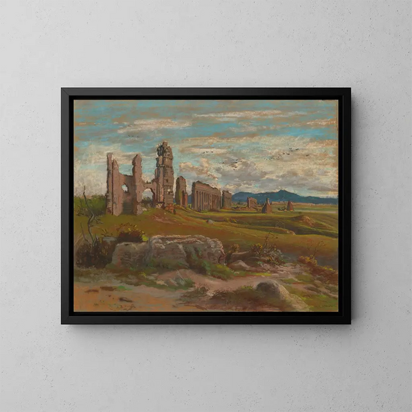 L'Aqua Claudia in het Romeinse landschap - Félix-Hippolyte Lanoë — ingelijst kunstwerk aan de muur